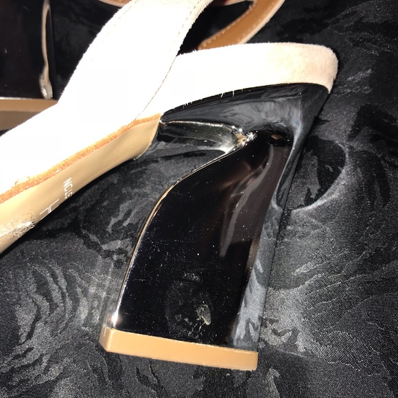 Tan suede sling backs with silver heel - Picture 4 of 7
